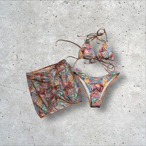 Bundle of SHEIN Bikins W/ Cover up Skirt. Size Small